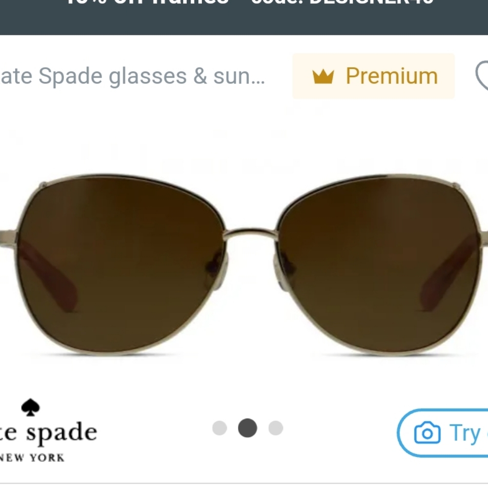NWT Kate Spade Candida/P/S Gold Aviator Sunglasses